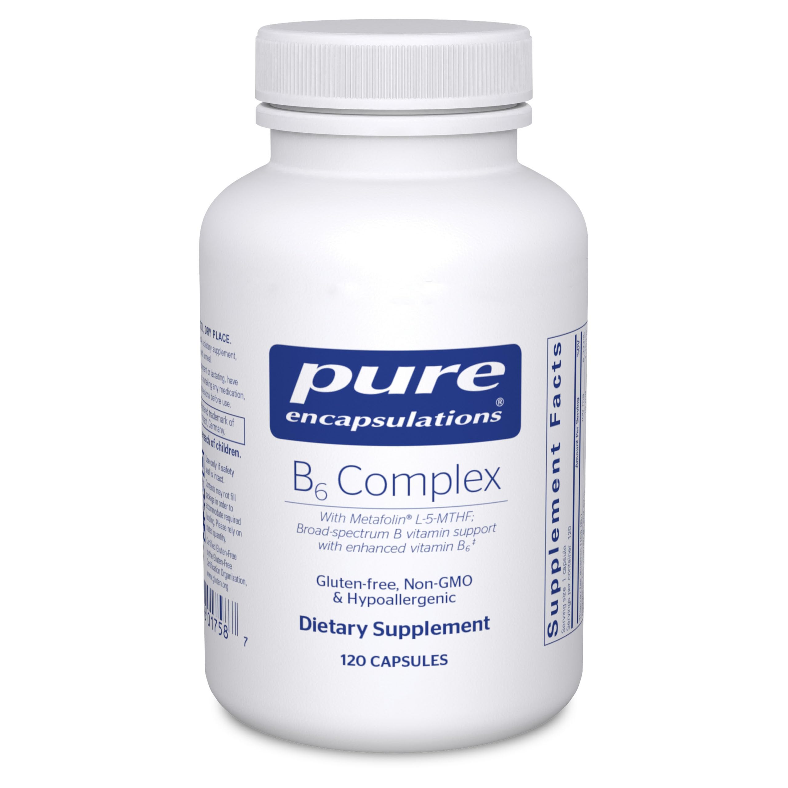 Pure Encapsulations B6 Complex - Supports Nervous System & Brain Health* - Includes B Vitamins - Contains Enriched Vitamin B6 - Non-GMO & Gluten Free - 120 Capsules