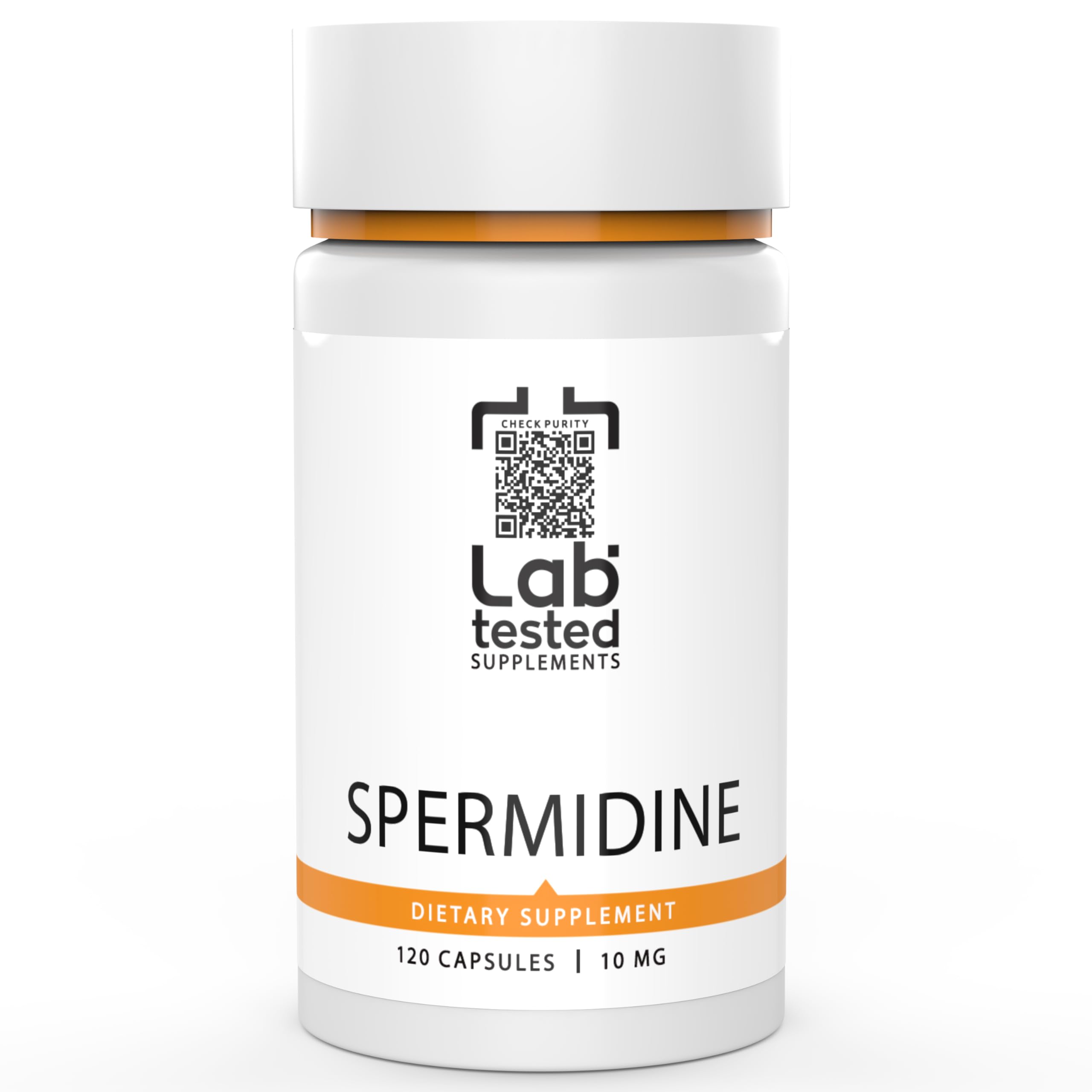 Lab Tested Supplements - Spermidine 3HCL Supplement - 120 10mg Capsules - 3rd Party COAs provided with Every lot# - Spermidine Trihydrochloride
