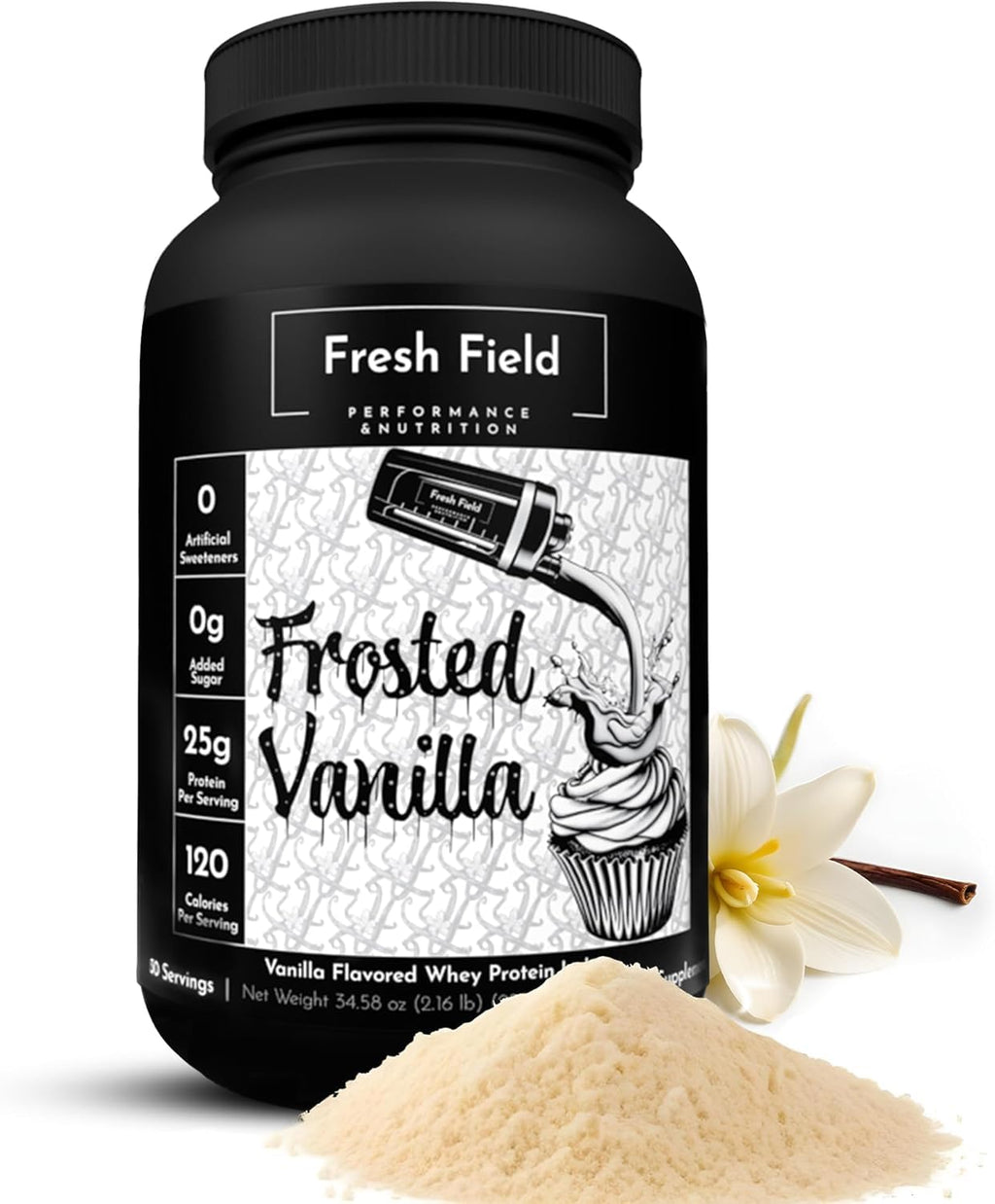 Vanilla Protein Powder - Whey Protein Isolate Powder (25 gm) - Gluten Free Protein - Soy Free 100% Whey Isolate Protein - Sugar Free - 30 Servings with One Scoop Size