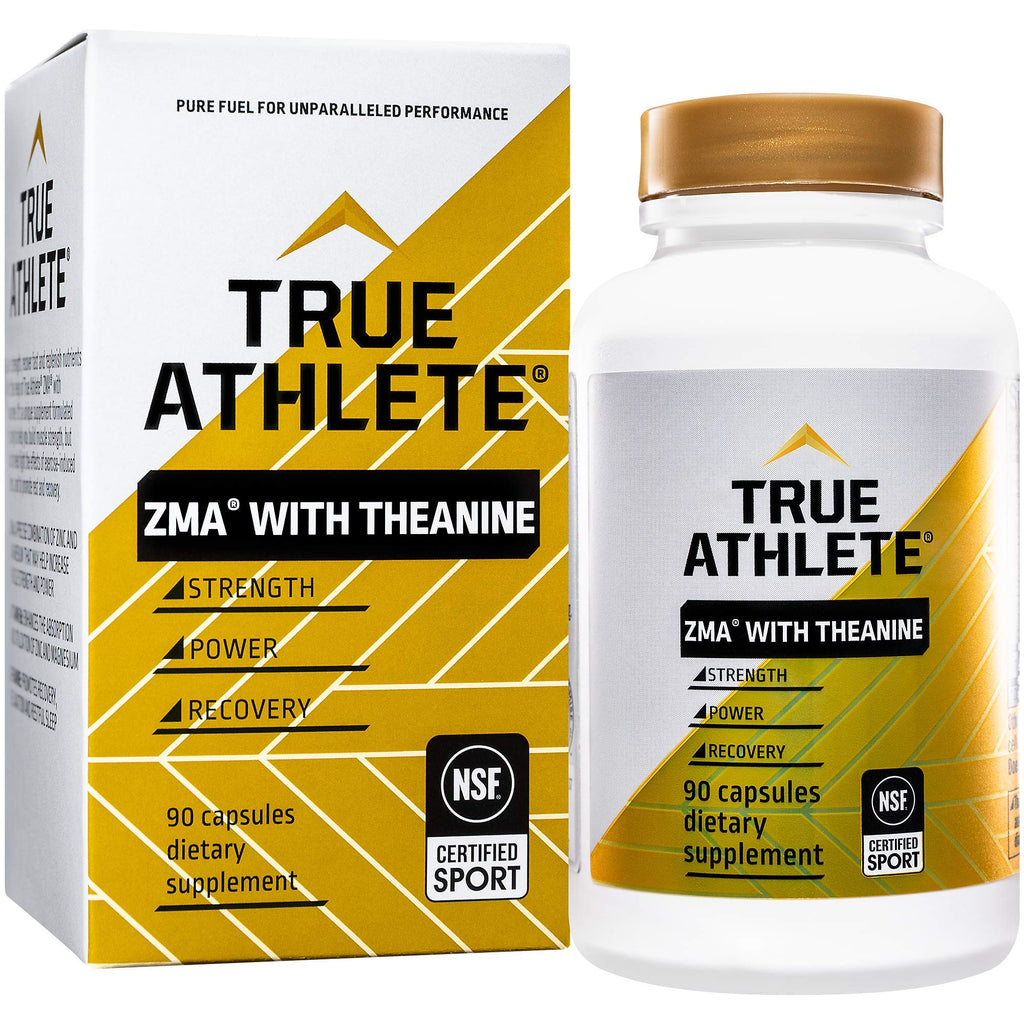 True Athlete ZMA with Theanine – Supports Muscle Recovery Strength & Sleep – Zinc Magnesium Vitamin B6 & Theanine Formula for Relaxation & Performance (90 Capsules)