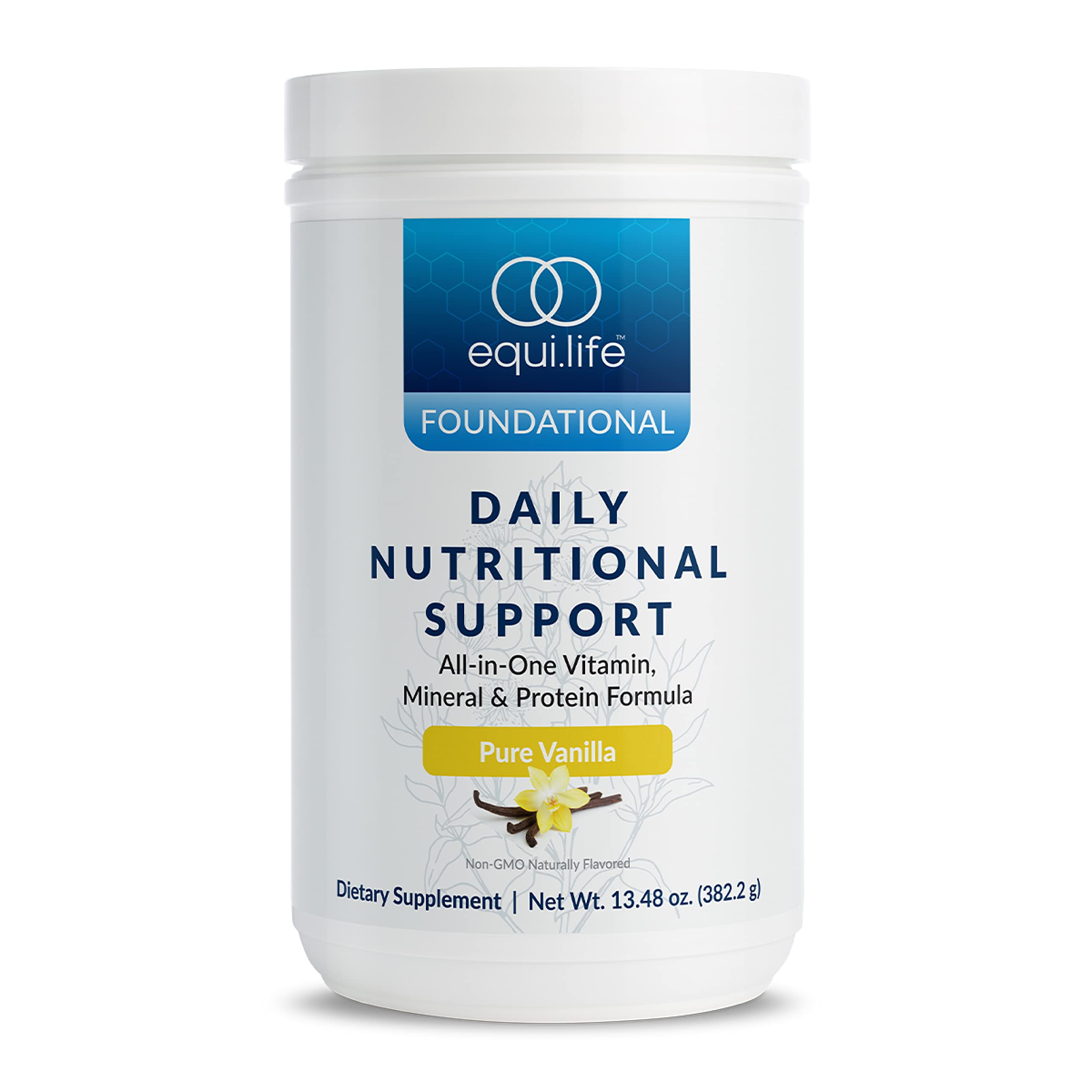Equilife - Daily Nutritional Support Organic and Plant Based Protein Powder All-in-one Multivitamin May Help Boost Energy and Mood Gut-Cleansing Aid and Skin Health (Pure Vanilla14 Servings Tub)