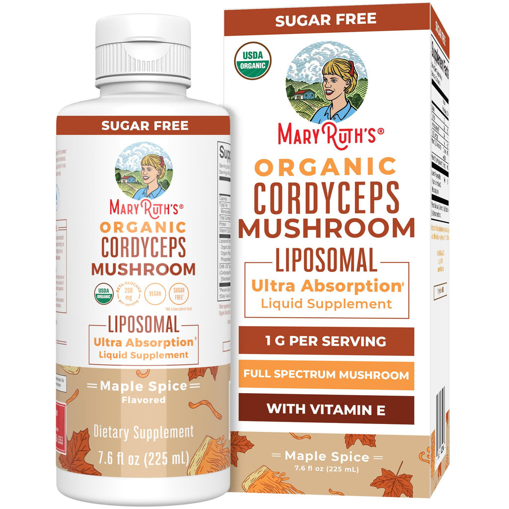 Organic Cordyceps Mushroom Supplement by MaryRuths | Ultra Absorption Liposomal | Full Spectrum Mushroom | 200mg Beta-Glucans Per Serving | USDA Organic | Vegan | 7.6 oz | 15 Servings