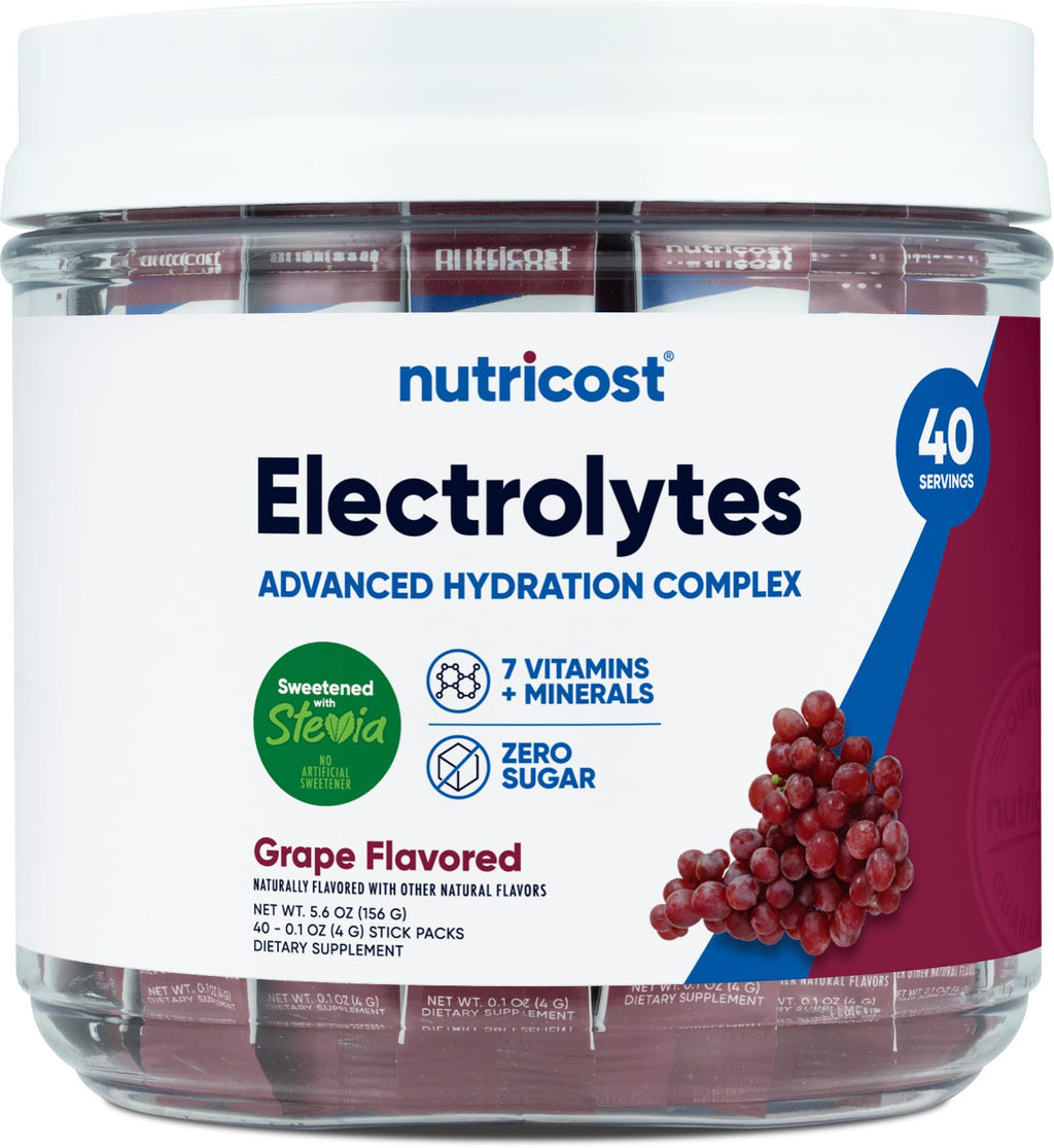 Nutricost Electrolytes Complex Grape Flavored 40 Stickpacks - Advanced Hydration Complex