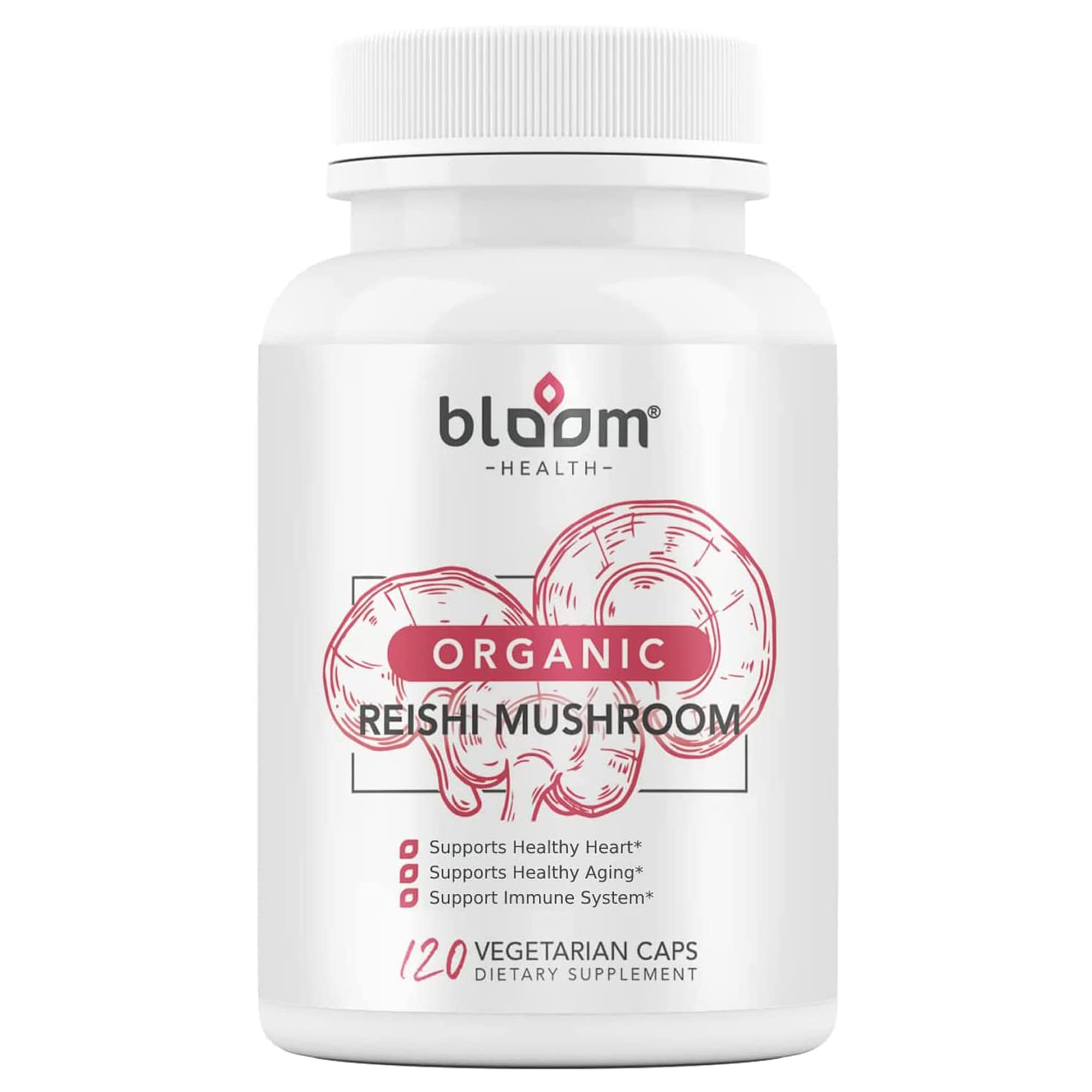 Bloom Health Reishi Mushroom Capsules Organic Ganoderma Lucidum for Immune Support Cardio Health and Energy – Gluten Free Non-GMO Vegan-Friendly 1000mg Reishi Mushroom Extract (120 Capsules)