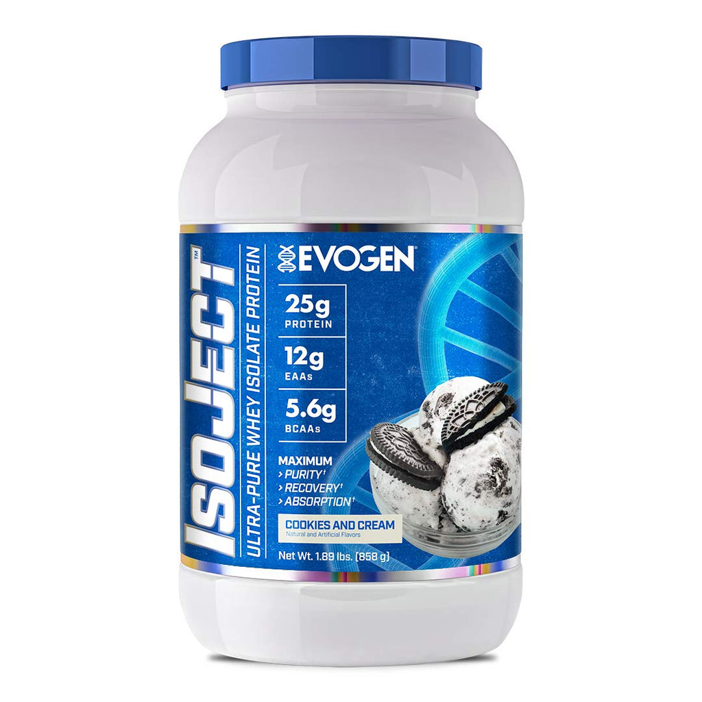 Evogen Isoject - Whey Protein Isolate | Ultra-Pure Whey Protein Powder with Ignitor Enzymes BCAAs and EAAs | Enhanced Absorption & Recovery | Cookies and Cream | 26 Servings