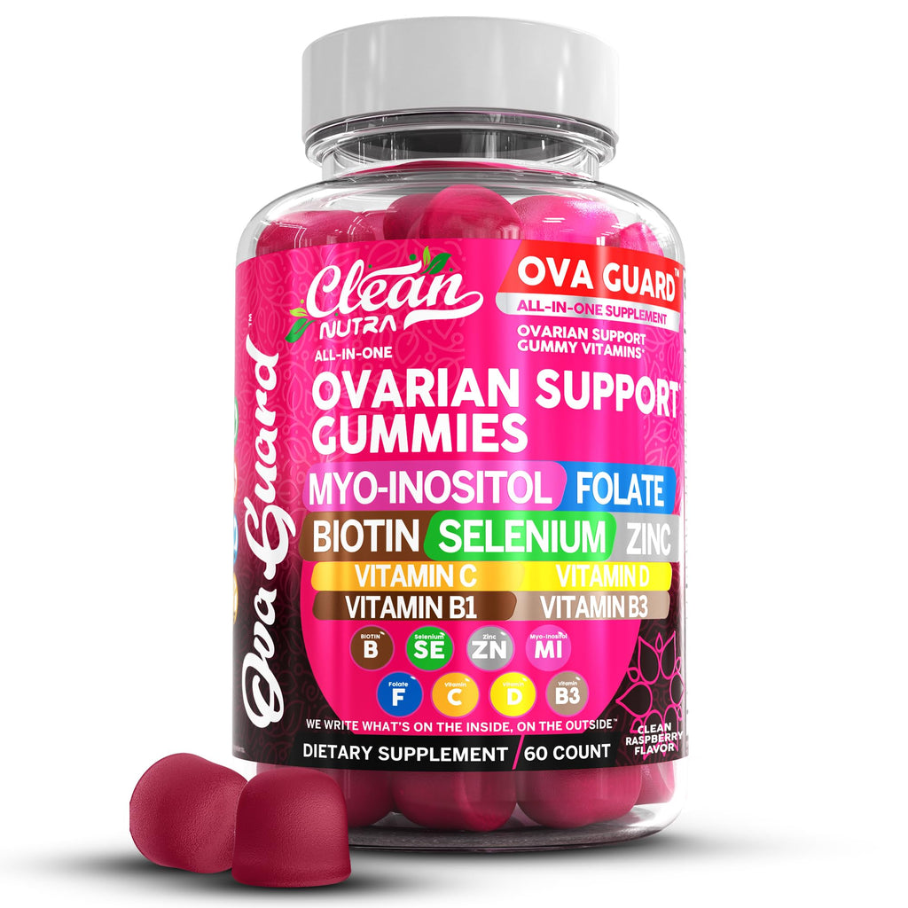Ovarian Health Support | Myo-Inositol & D-Chiro Inositol Gummies | Folate Selenium Zinc Vitamin C D B1 B3 Maca Root Ashwagandha Choline Bitartrate Flax Seed Stinging Nettle N Acetyl Cysteine Clean