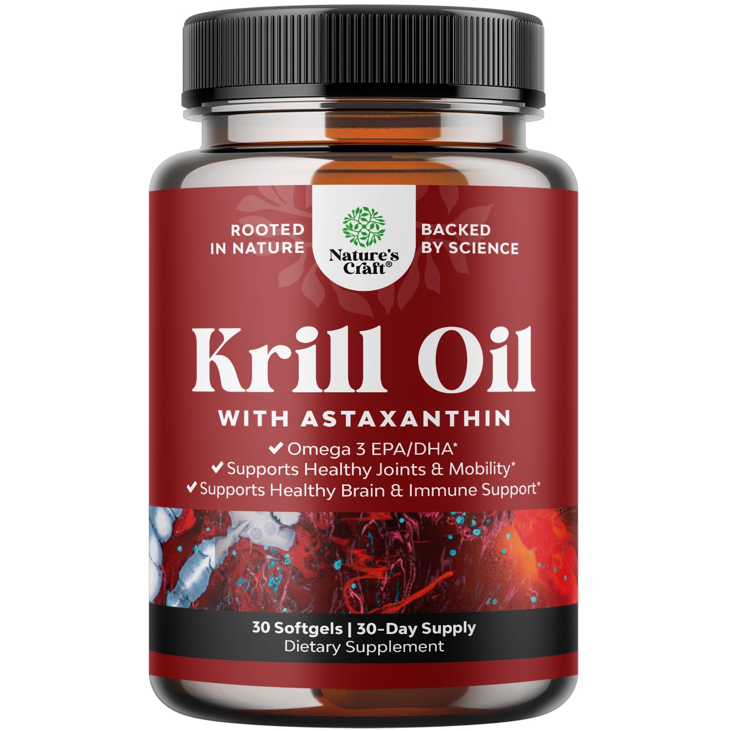 Antarctic Krill Oil 500mg Softgels - High Absorption Krill Oil Omega 3 Fatty Acid Supplement with Potent EPA DHA Astaxanthin and Phospholipids - Wild Caught Burpless Fish Oil Omega 3 Supplement