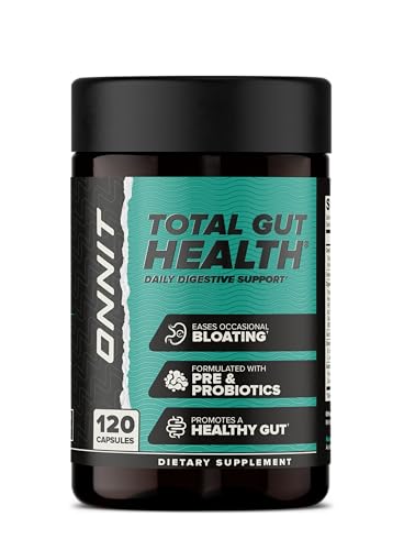 ONNIT Total Gut Health - Complete Daily Probiotics & Digestive Enzyme Supplement for Women & Men - 5 Strains of Probiotics Prebiotics Enzymes Betaine HCL - Capsules - (120ct)