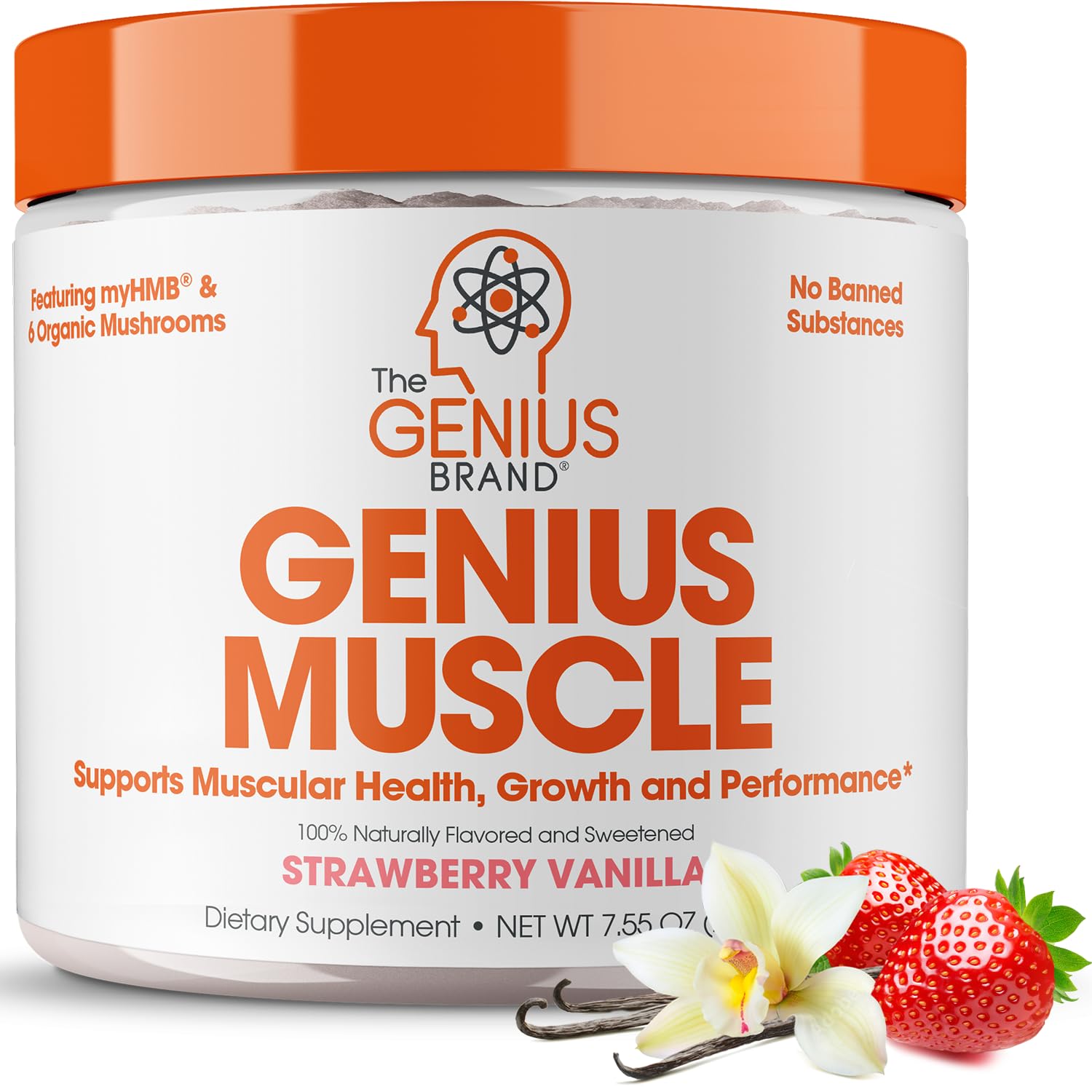 Genius Muscle Builder & Mass Gainer Strawberry Vanilla - 100% Natural Anabolic Activator Supplement for Men & Women - Weight Gainer for Lean Muscle Growth & Bodybuilding