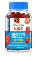 Lifeable Sugar Free Kids Biotin Gummies | 5000mcg | Great Tasting Biotin Supplement | Biotin Gummies for Hair Growth Skin and Nail Health | Hair Vitamins for Kids Boys Girls | 90 Gummies
