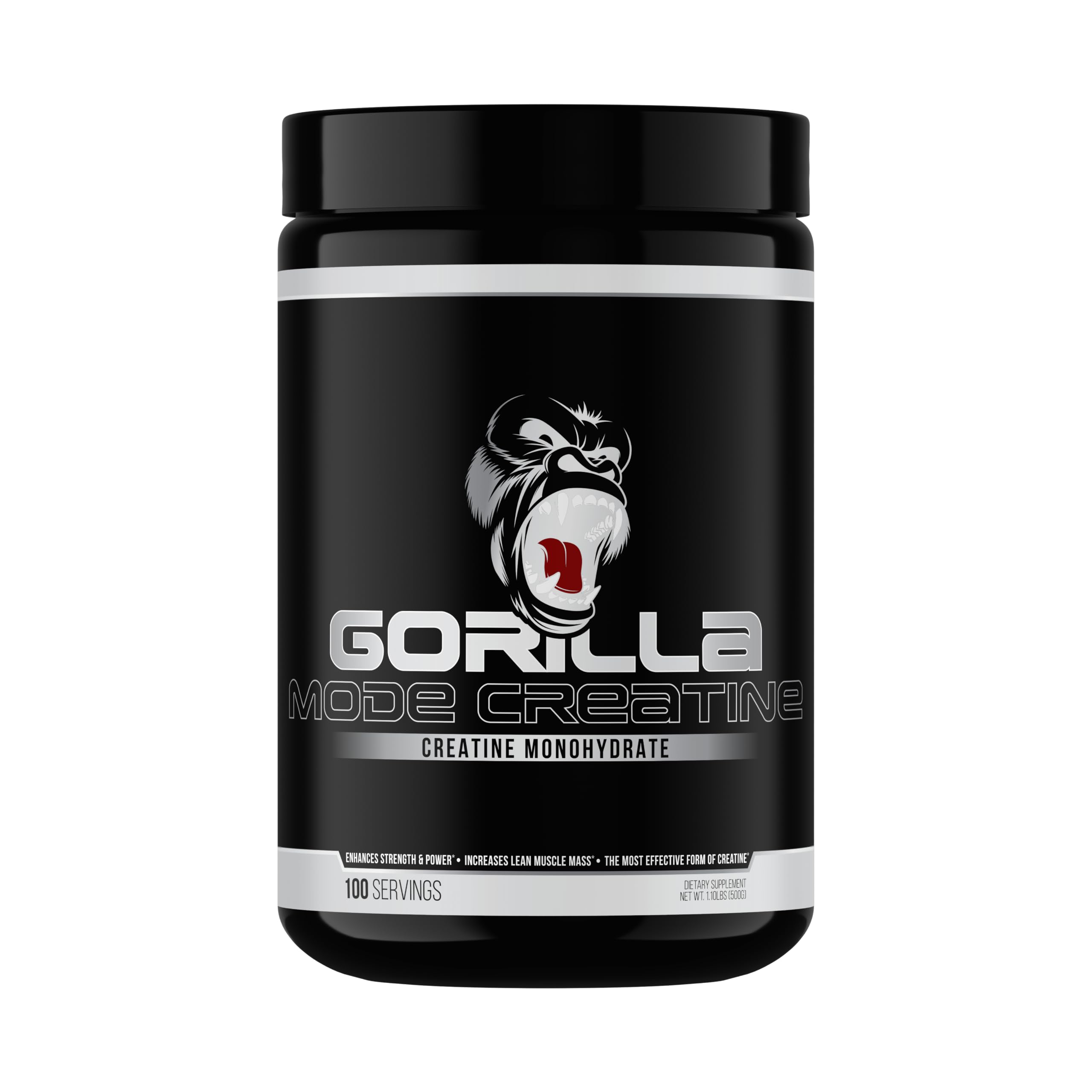 Gorilla Mode Creatine – Creatine Monohydrate Micronized Powder/Improved Muscle Size Power Output and Strength / 5 Grams per Servings 100 Servings