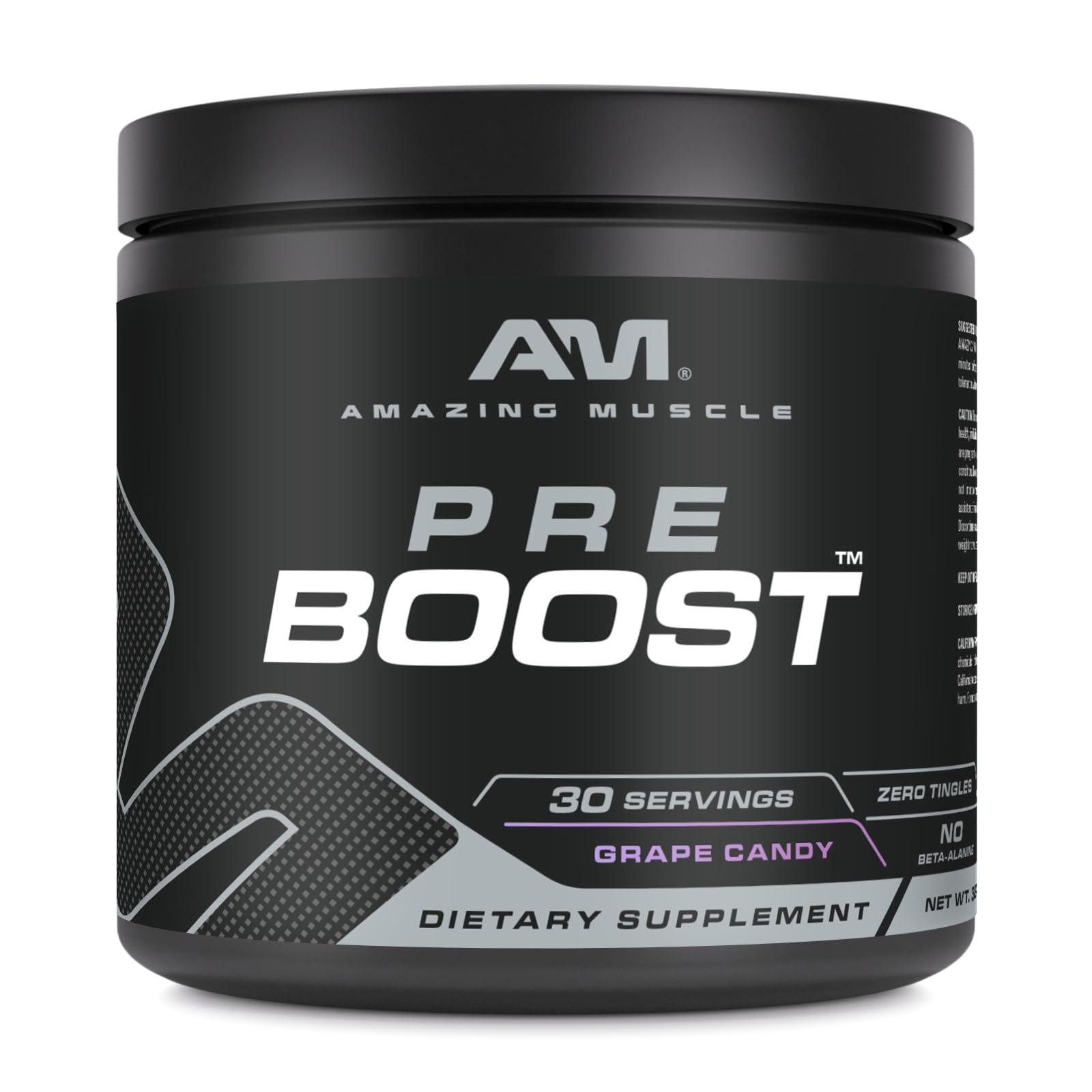 Amazing Muscle Pre Boost | 30 Servings | 324 Grams Powder | Pre Workout Supplement | Made in USA (30 Servings Natural Grape Candy)