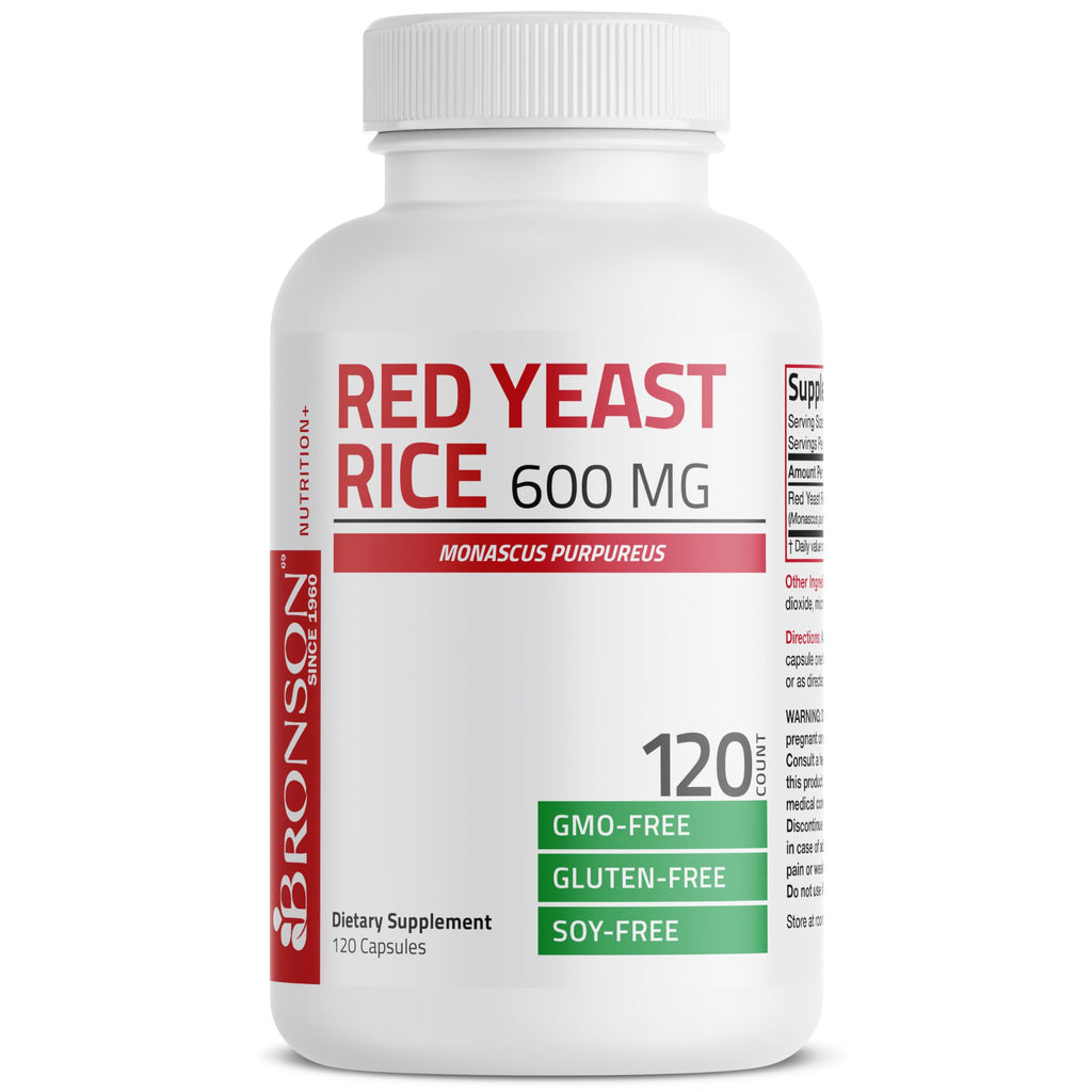 Bronson Red Yeast Rice 600 MG Monascus Purpureus Herbal Health Non-GMO 120 Capsules